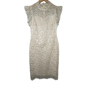 En Focus Cream Cocktail Lace Sheath Dress 6